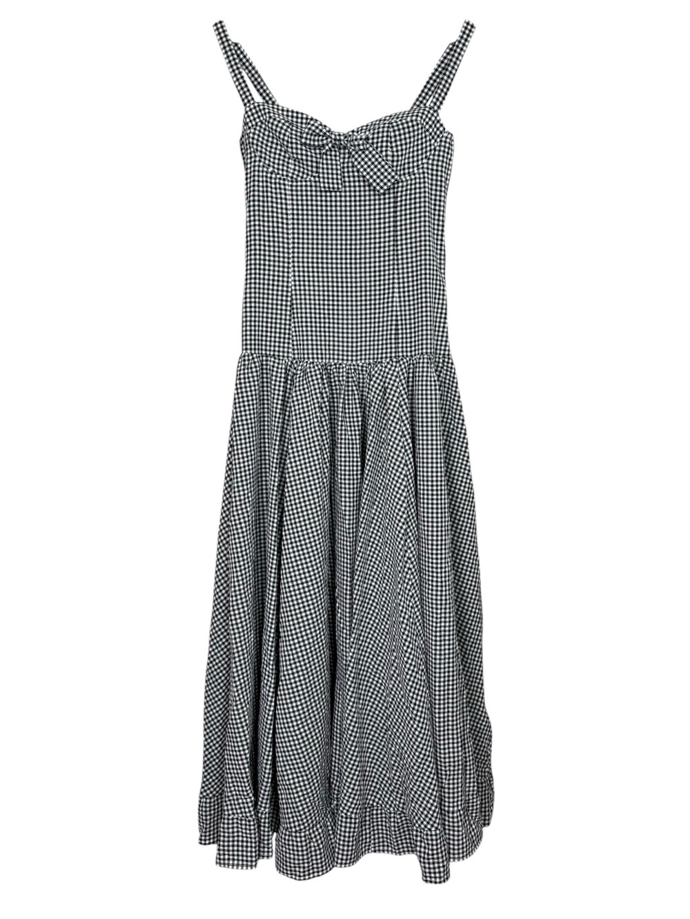 Commense Black and White 100% Cotton Gingham Maxi Dress Small NWT